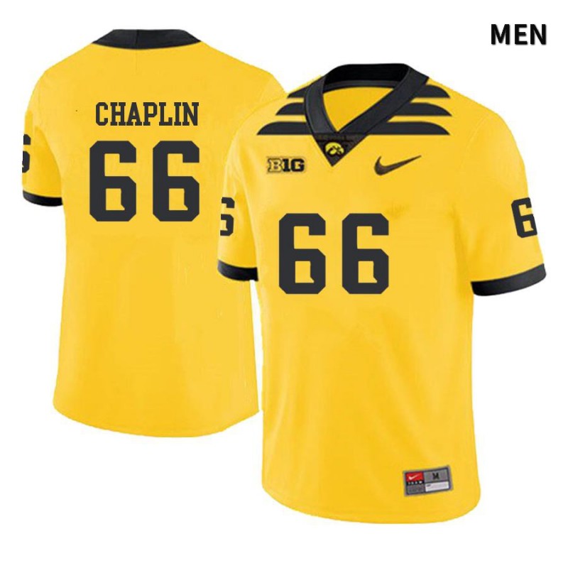 Men's Iowa Hawkeyes NCAA #66 Jeremy Chaplin Yellow Authentic Nike Alumni Stitched College Football Jersey TG34N78JT